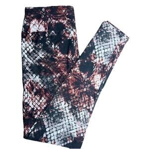 New LuLaRoe Pink / White On Black Modern Snake Print Leggings Size OS (W 2-10)
